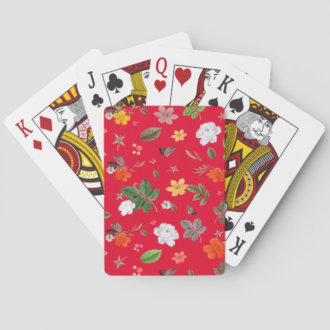 Jeu De Cartes Fleurs jaunes et roses blanches 13 (dos)
