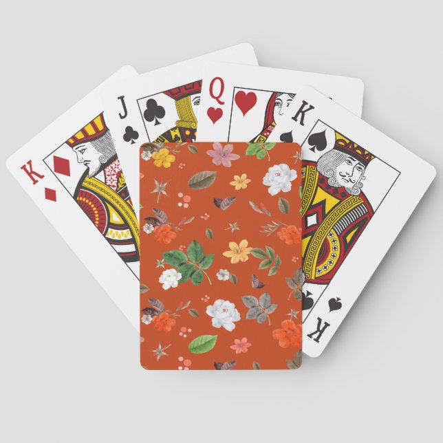 Jeu De Cartes Fleurs jaunes et roses blanches 9 (dos)
