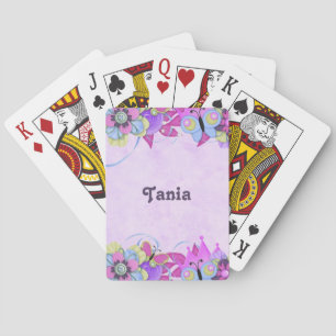Jeu De Cartes Fleurs mignonnes et papillons sur violet