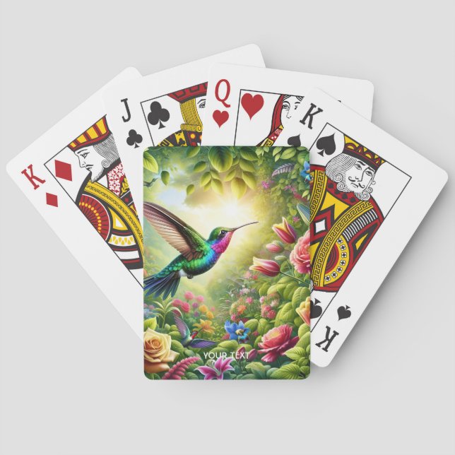 Jeu De Cartes Fleurs mignonnes Imaginaires Arc-en-ciel Colibri (dos)