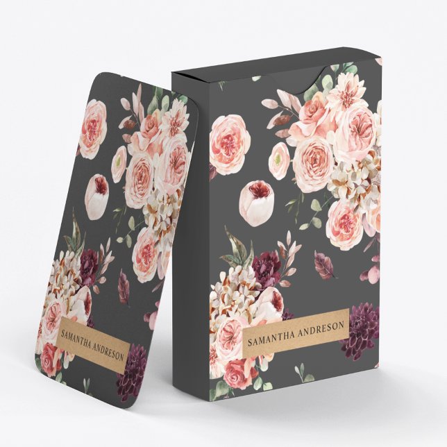 Jeu De Cartes Fleurs Pastel Modernes & Cadeau Personnalisé Kraft (Créateur téléchargé)