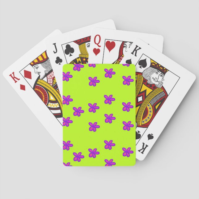Jeu De Cartes fleurs peintes sur vert (dos)