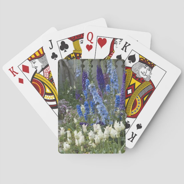 Jeu De Cartes Fleurs printanières le long d'un chemin de jardin, (dos)