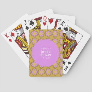 Jeu De Cartes Fleurs rétro mod pour douche de mariée violet et j