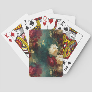 Jeu De Cartes Fleurs romantiques rouges blanches vertes