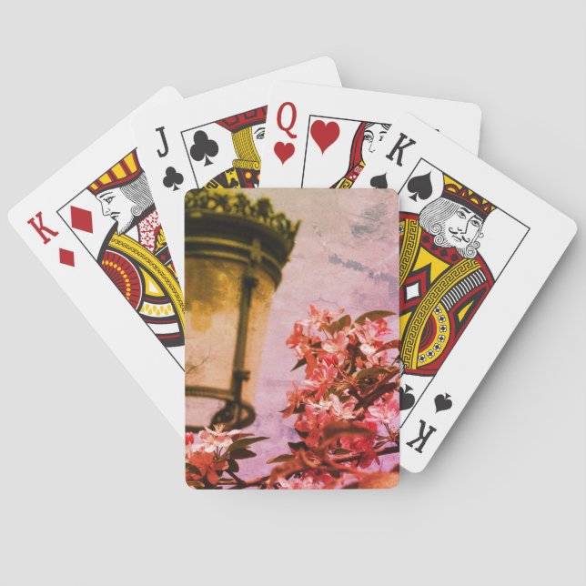 Jeu De Cartes Fleurs roses, Lampe Photographie Jouer Cartes (dos)