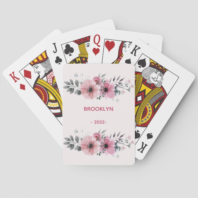 Jeu De Cartes Fleurs roses modernes (dos)