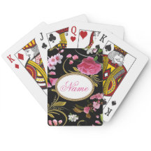 Fleurs roses monogrammes ou texte personnalisé