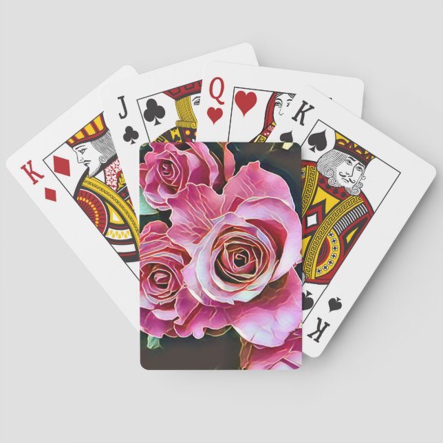 JEU DE CARTES FLEURS ROSES ROSES ROSES ROSES (dos)