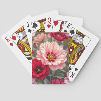 Jeu De Cartes Fleurs roses, rouges et mauves