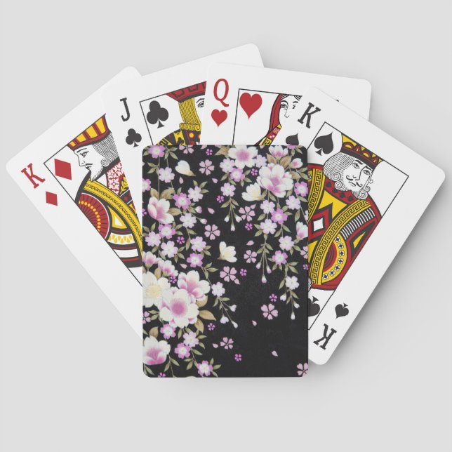 Jeu De Cartes Fleurs roses tombantes en cascade (dos)