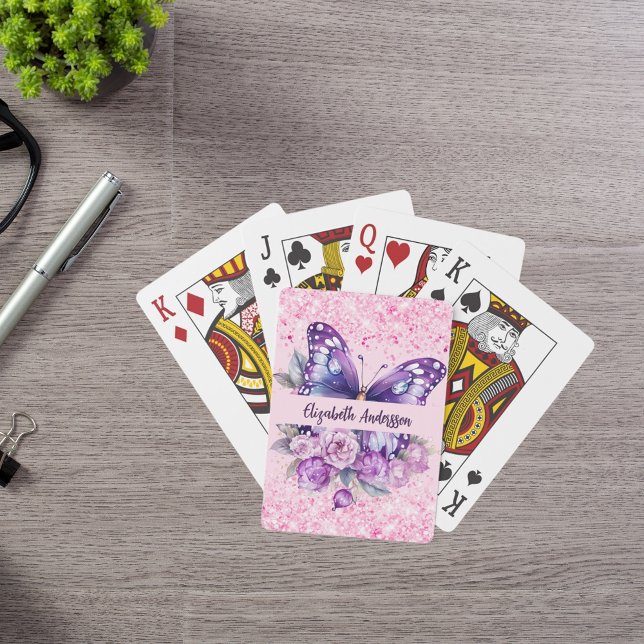 Jeu De Cartes Fleurs roses violettes papillon (Créateur téléchargé)