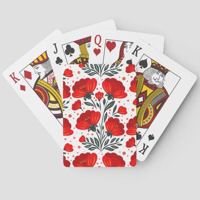 Jeu De Cartes Fleurs rouges (dos)