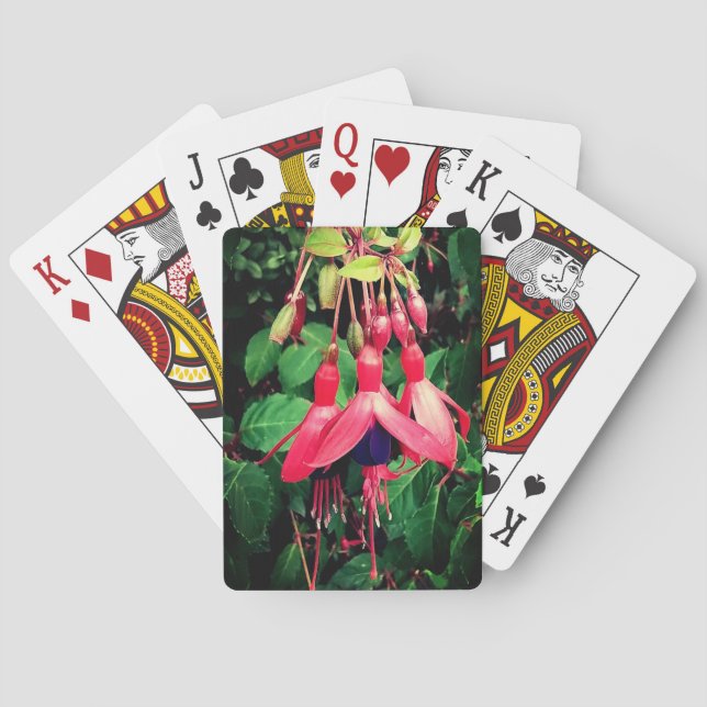 Jeu De Cartes Fleurs rouges et violettes (dos)