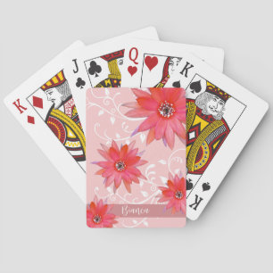 Jeu De Cartes Fleurs rouges Whimsical Feuilles Tourbillonnant Aj