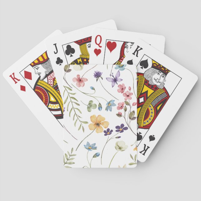 Jeu De Cartes Fleurs sauvages aquarelle | (dos)