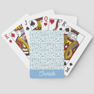 Jeu De Cartes Fleurs sauvages aquarelle bleue nom personnalisé