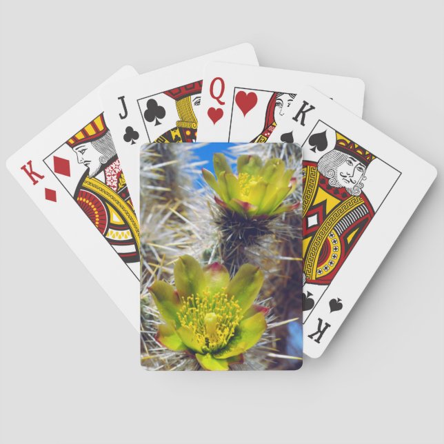 Jeu De Cartes Fleurs sauvages de cactus Cholla argenté (dos)