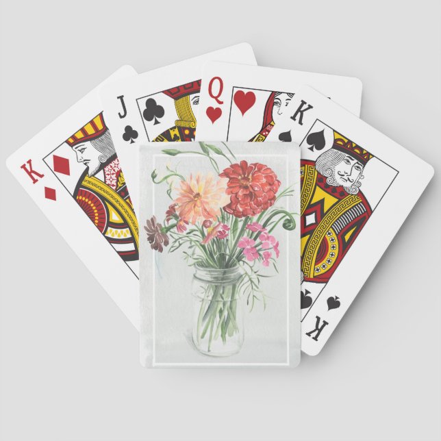 Jeu De Cartes Fleurs sauvages d'été - roses et rouges (dos)