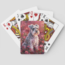 Fleurs Sauvages en Forme de Cœur de Schnauzer