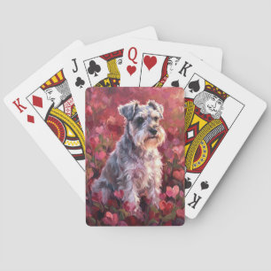 Jeu De Cartes Fleurs Sauvages en Forme de Cœur de Schnauzer