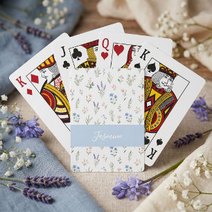 Jeu De Cartes Fleurs sauvages personnalisées Fleurs bleues Nom p
