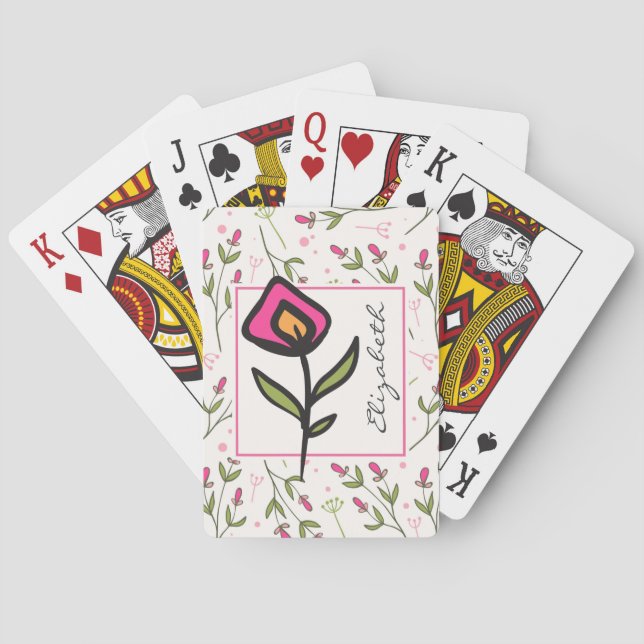 Jeu De Cartes Fleurs sauvages - Pétales roses et orange Personna (dos)