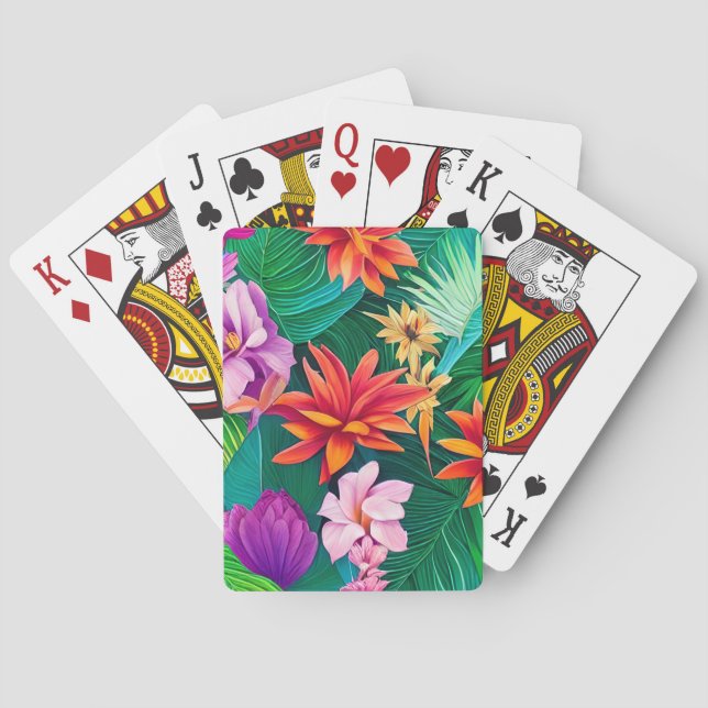 Jeu De Cartes Fleurs tropicales colorées Motif (dos)