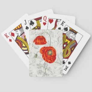 Jeu De Cartes Fleurs vintages de pavot rouge Floral Playing Cart