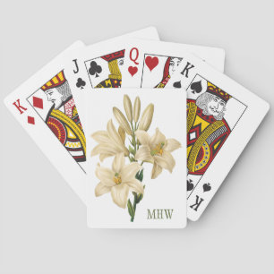 Jeu De Cartes Fleurs vintages monogramme personnalisé cartes à j