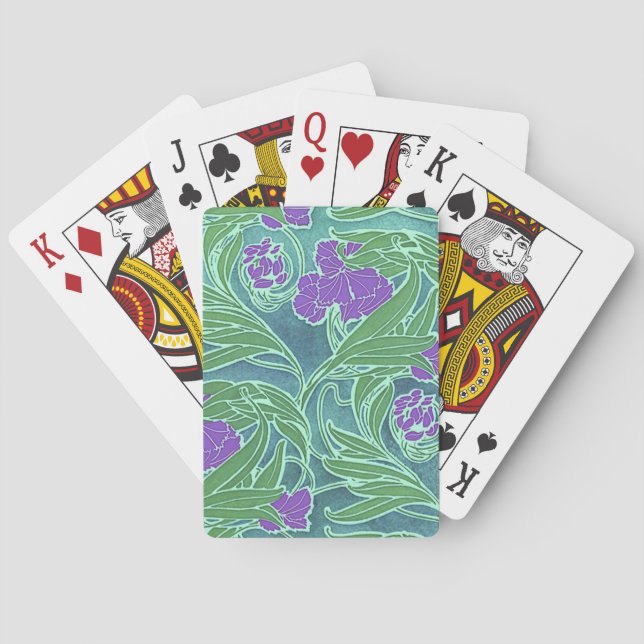 Jeu De Cartes Fleurs violettes Art Nouveau (dos)