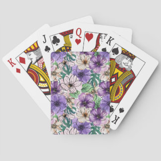 Jeu De Cartes Fleurs violettes et roses