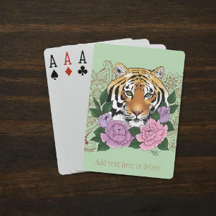 Jeu De Cartes Fleurs violettes roses au henné de tigre