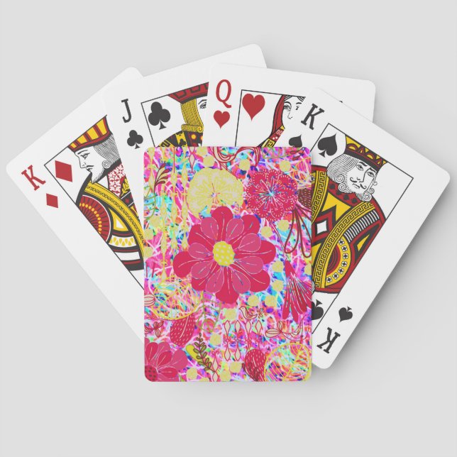 Jeu De Cartes Fleurs vives et colorées (dos)