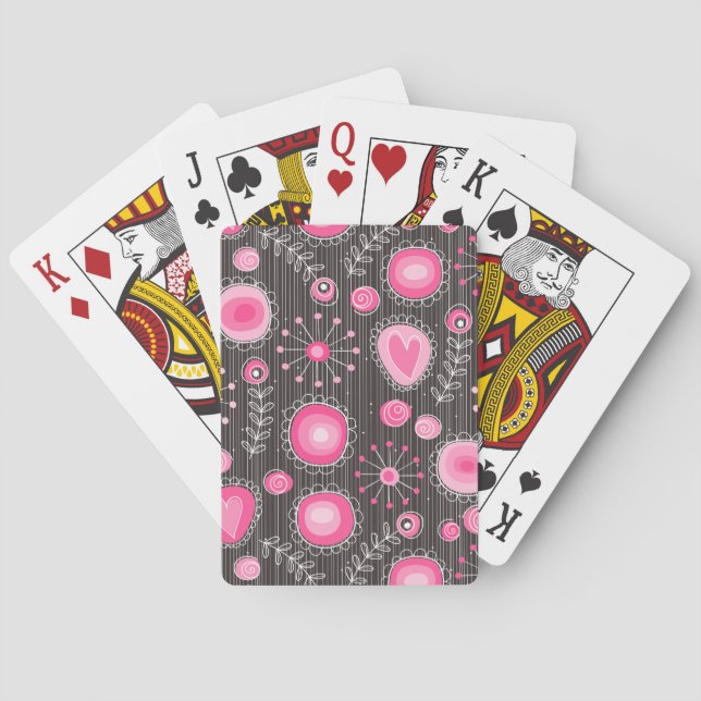 Jeu De Cartes Fleurs Whimsical Playing Cartes Rose (dos)
