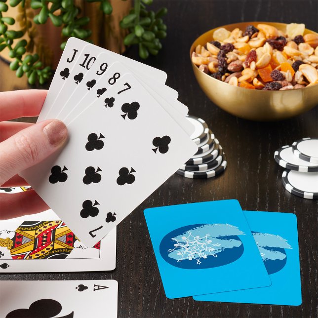 Jeu De Cartes Flocon de Neige Bleu Glacé Abstrait Cercle d'Hiver (Créateur téléchargé)