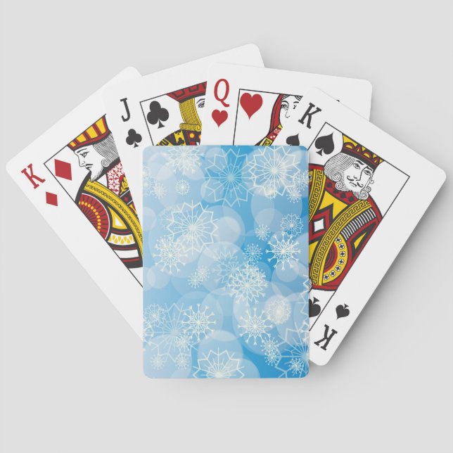 Jeu De Cartes Flocons de Noël sur un fond bleu         (dos)