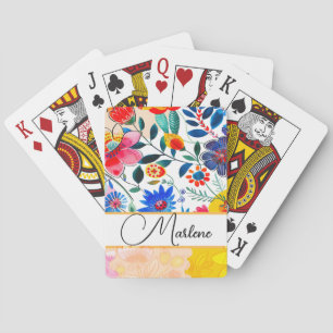Jeu De Cartes Floral Aquarelle Boho Motif Tropical