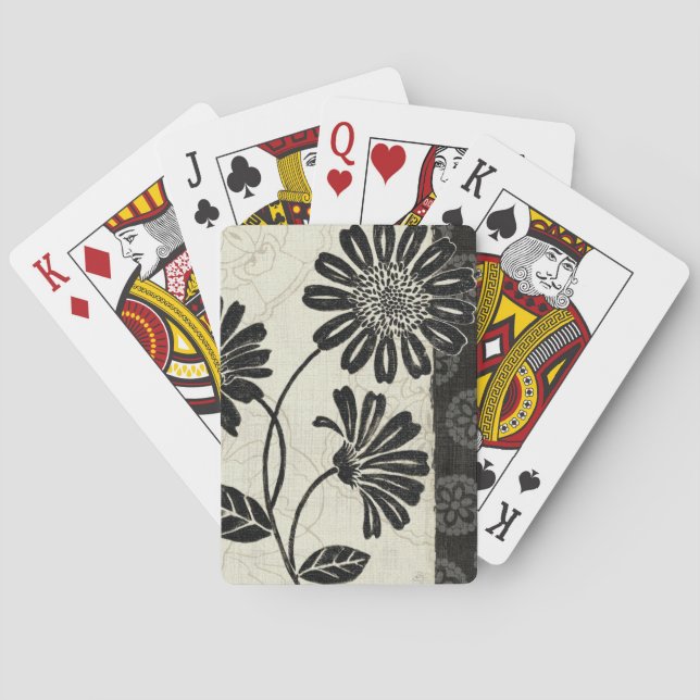 Jeu De Cartes Floral contemporain en noir et blanc (dos)