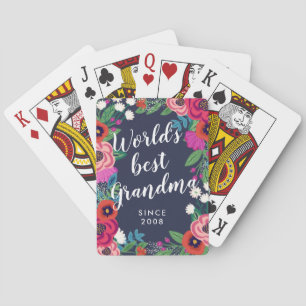 Jeu De Cartes Floral Frame World's Best Grandma