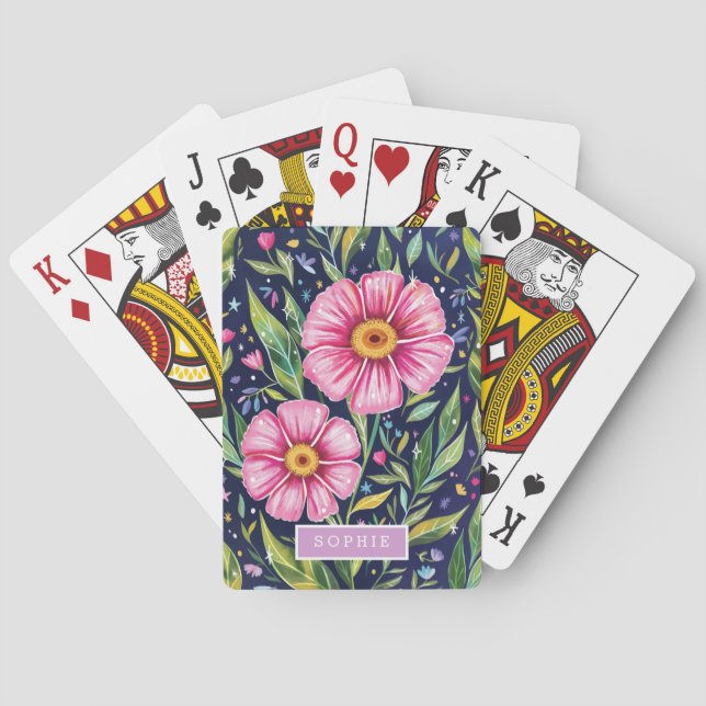 Jeu De Cartes Floral Modern Wildflowers Girly Elegant Stylish (dos)