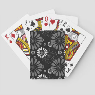 Jeu De Cartes Floral noir et blanc rétro