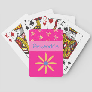 Jeu De Cartes Floral personnalisé rose chaud