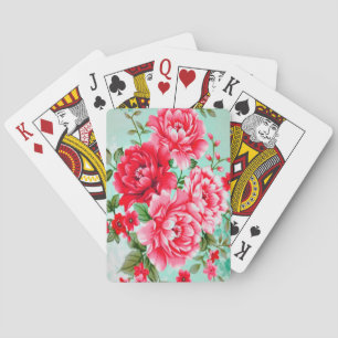 Jeu De Cartes Floral rose rouge chic vintage