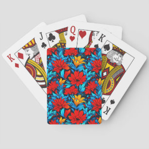 Jeu De Cartes Floral Rouge jaune Fleurs Motif-13075