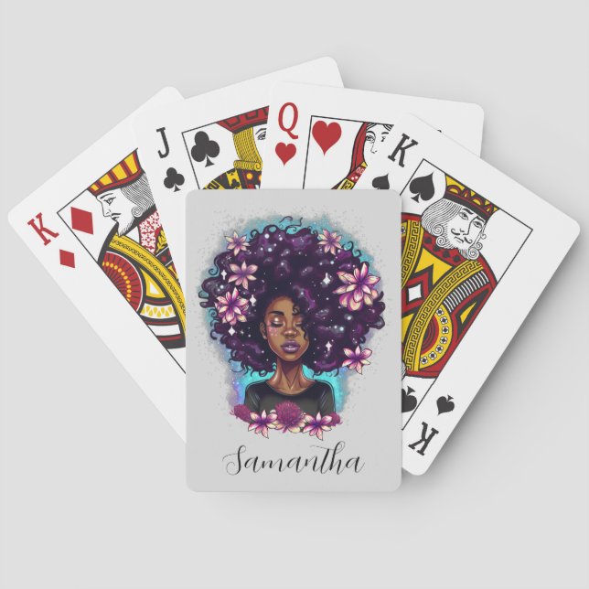 Jeu De Cartes Floral Sparkling Afro Femme (dos)