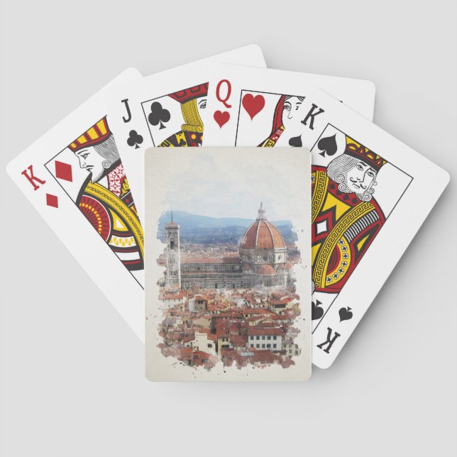Jeu De Cartes Florence Italie Aquarelle Art (dos)