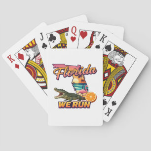 Jeu De Cartes Floride On Court Le Coucher Du Soleil Alligator Fl