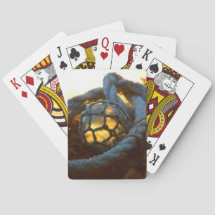Jeu De Cartes Flotteur en verre brille au coucher du soleil, Ala