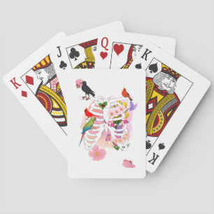 Jeu De Cartes Flower Ribcage and Birds Surreal Nature Poster